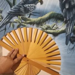Silk Fan Wall Decor 3ft.hand Painted