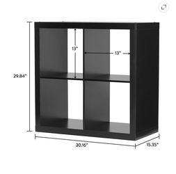 Black 4-Cube Storage Organizer Shelf