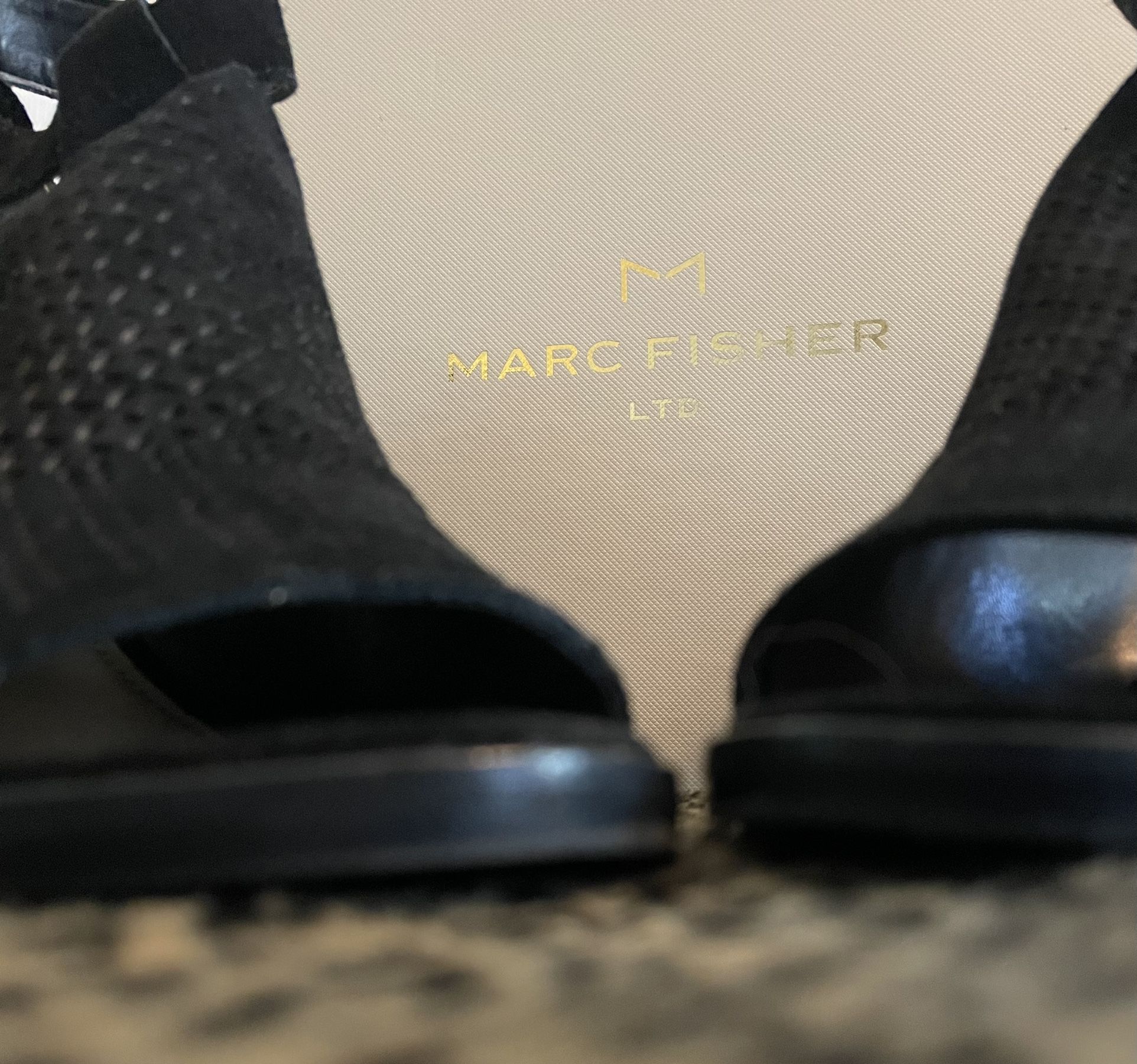 Marc Fisher LTD Vixen Cutout Suede Sandals - Black, Size 8