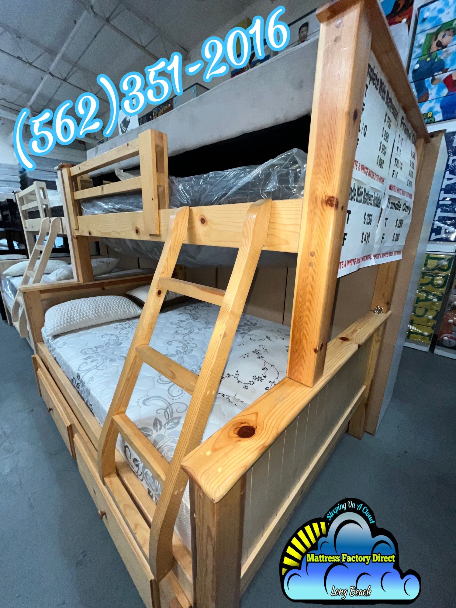 Triple Natural Bunk Bed With Mattresses Colchones Nuevos
