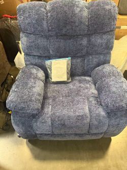 Chino- Blue Chenille Dual Motor Power Lift Recliner with Heat and 8-Point Vibration Massage