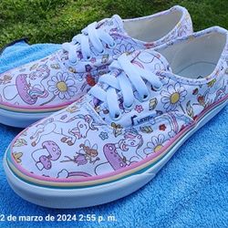 Vans Low Fairy Tale Unicorn Rainbow 🌈🦄🧚‍♀️ Big Girl's Casual Shoes, Size 5.5