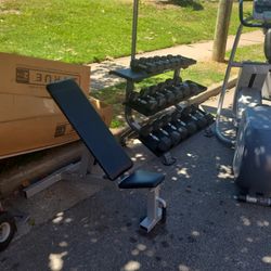Hot DEAL -  5-50 LB Dumbbell Set W RACK & BENCH