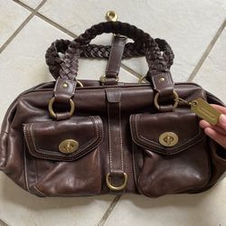 Authentic Coach Daphne Legacy Doctors 3569 Brown Gold Leather Satchel