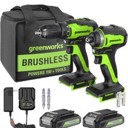 Greenworks 24V Cordless Brushless Drill & Impact Driver Combo Kit