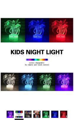 Night Light 16 Colors Changing 3D Optical Illusion Bedside Lamps with Remote Best Gift Idea for Kids Room Décor or Birthday Gifts for Girls Women (Un