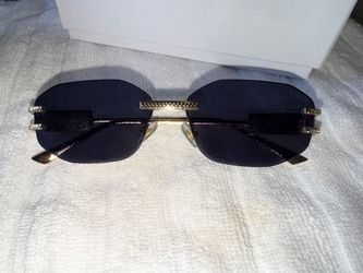 Versace Geometric Rimless Sunglasses (Black/Gold)