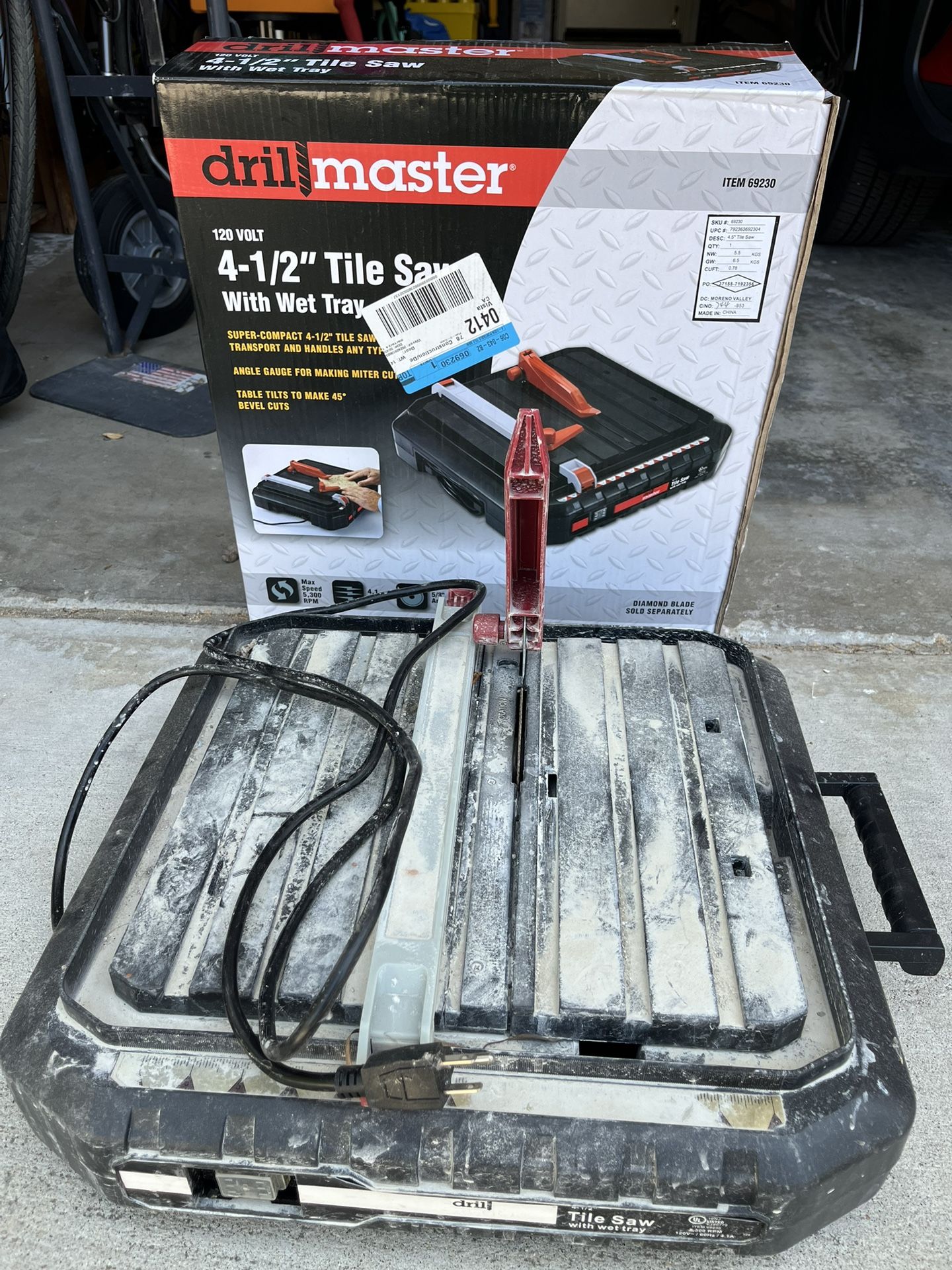 Drill Master 4.5” Tile Saw with Diamond Blade