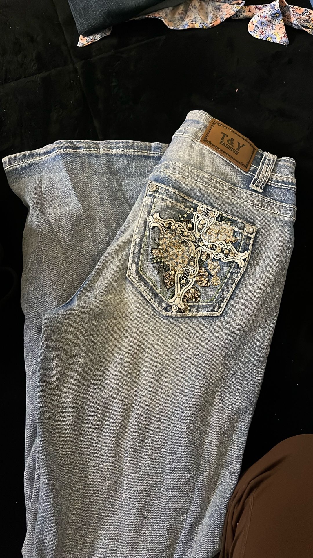 light wash flared jeans