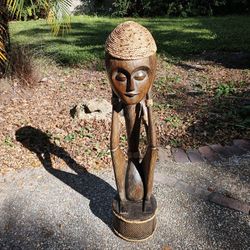 Wood Statue From Indonesia Over 3 Ft Tall