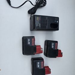 Three (3) BOSCH 13.2 V BATTERIES with CHARGER