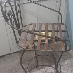 Pair Of Wrought Iron Swivel Bar Stools