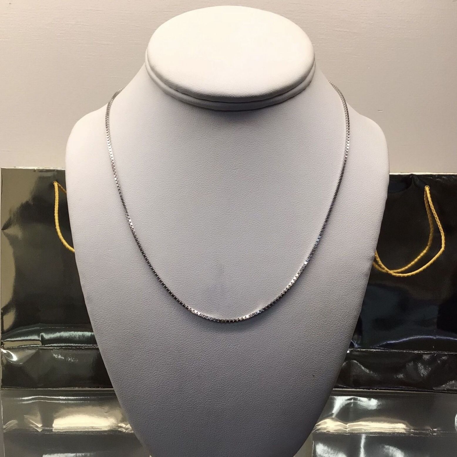 14k White Gold Box Link Chain 18” 1.5mm 6.4 Grams 💵 💳 💵 Cash and Card Accepted