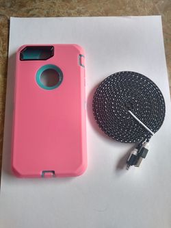 Apple iPhone 7 & 8 Plus Defender Case + 9ft charging cable