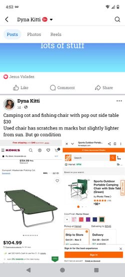 Camping Cot And Fishing Chair