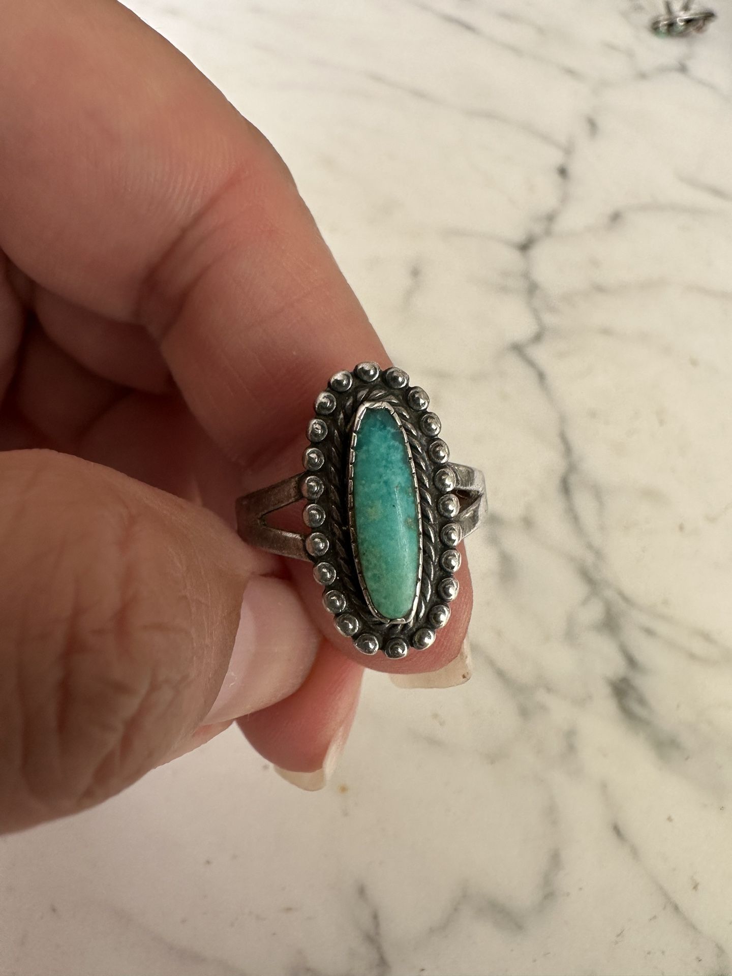 Stamped Sterling Silver -real Kingman Turquoise Ring Size 8