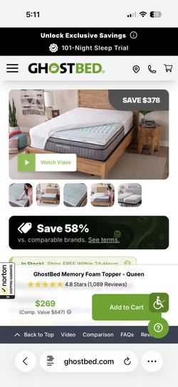 Ghost Bed Mattress Topper Queen Size