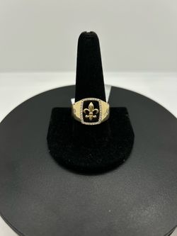 BRAND NEW 14KY .07CTW Onyx Fleur Mens Ring