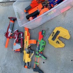 Box of Nerf Guns And Accesories 
