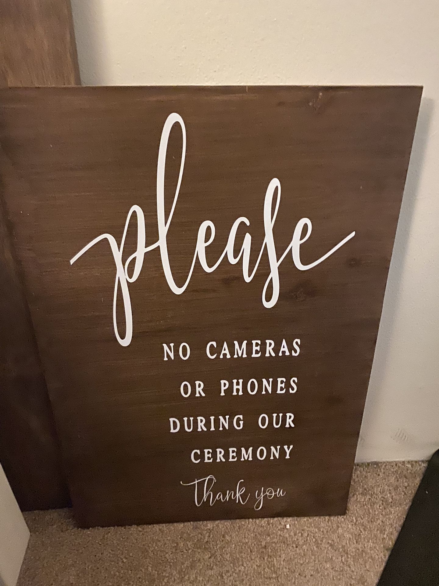 No Cameras Sign For Wedding 