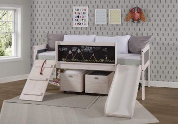 New Twin Art Play Junior Low Loft W/mini Slide & 2-boxes (Delivery Available)