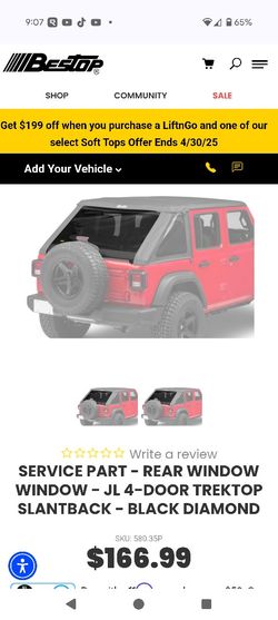 Bestop Jeep JL Rear Window