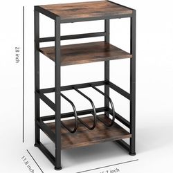 3-Tier Vinyl Record Player Stand, End Table for Album Storage