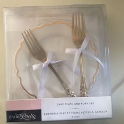 Cake Plate And Fork Set