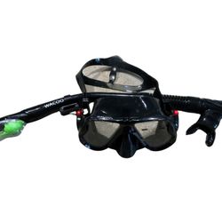 WACOOL Snorkeling Set – Dry Top Snorkel & Dive Mask (Black)