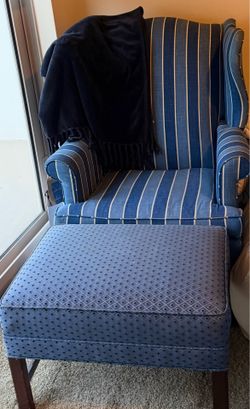 Blue Chair and foot ottoman