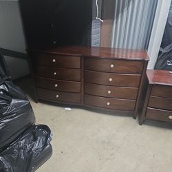 Dresser, Night Stand, Mirror, Headboard, Frame, Leather Coach, Tall Table, Four Chair, Bench, Etc