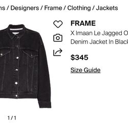 FRAME x Imaan Le Jagged Oversized Denim Jacket – Black (Men’s Small) 