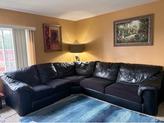 100% Genuine Leather L shaped Sleeper Couch