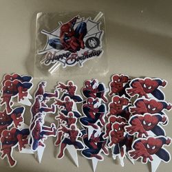 Spider Man Cupcakes And Cake Topper
