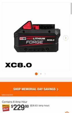 M18 XC8.0 battery’s