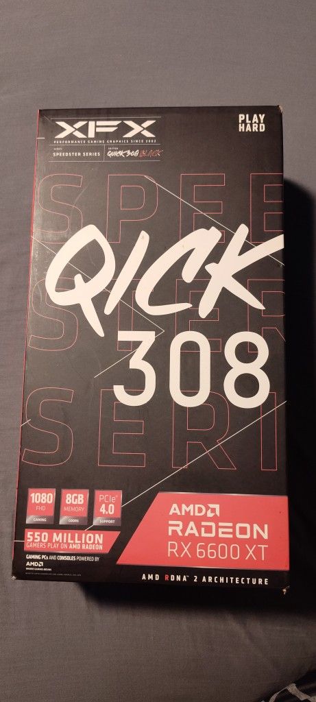 XFX  GPU Speedster Series Quicksilver308 AMD Radeon RX 6600 XT 8gb GDDR6 PCle4.0