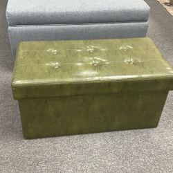 Olive Faux Leather Tufted Collapsible Bench by Valerie
