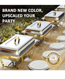 New 4-Pack Gold Stainless Steel Chafing Dish Set