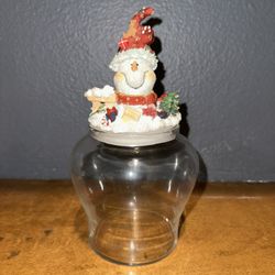 Christmas Snowman Home Decor Ceramic Snowman Glass Container Holiday Gift