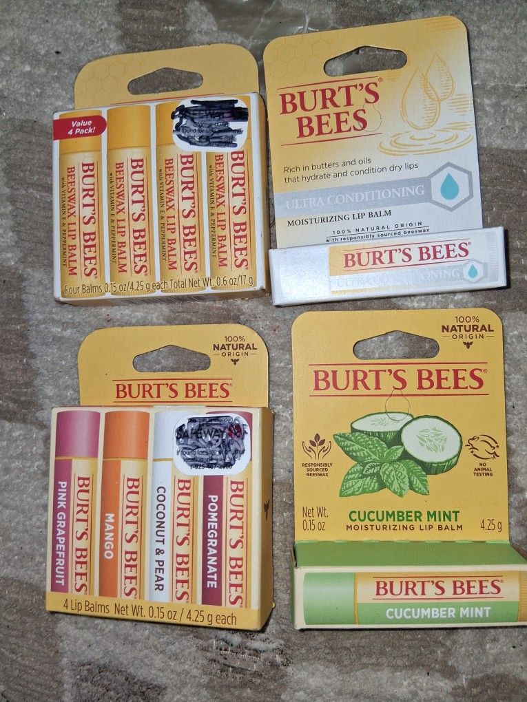 Brand New Assorted Burts Bees Lip Balms Bundle....