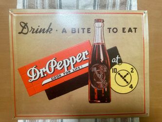 Retro Dr. Pepper advertisement sign.