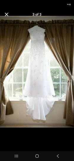 White Lace Wedding Dress with Train
