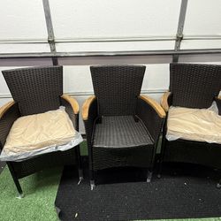 Outdoor Patio Wicker Chairs Dining Set