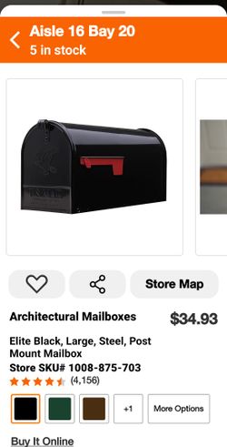 Black U.S. Mailbox with Red Flag