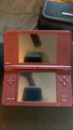 Nintendo DSi XL Burgundy Bundle with 5 Games & Official GBA Carrying Case - Tested