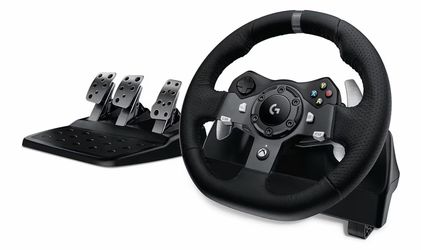 Logitech G920 Driving Force Racing Wheel and Floor Pedals, Real Force Feedback, Stainless Steel Paddle Shifters, Leather Steering Wheel Cover for Xbox