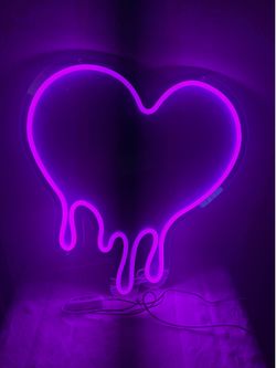 Neon Pink Heart mirror- dimmable bright pink light