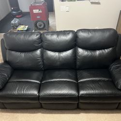 Genuine Leather couch recliner sofa black like new