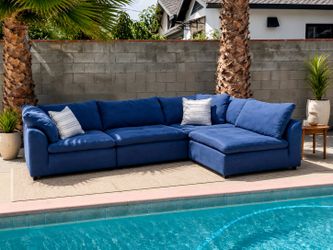 Blue RH Cloud Dupe Modular Sectional