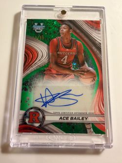 2024-25 Bowman University Best Ace Bailey Green Mini Diamond Auto 99 Rutgers